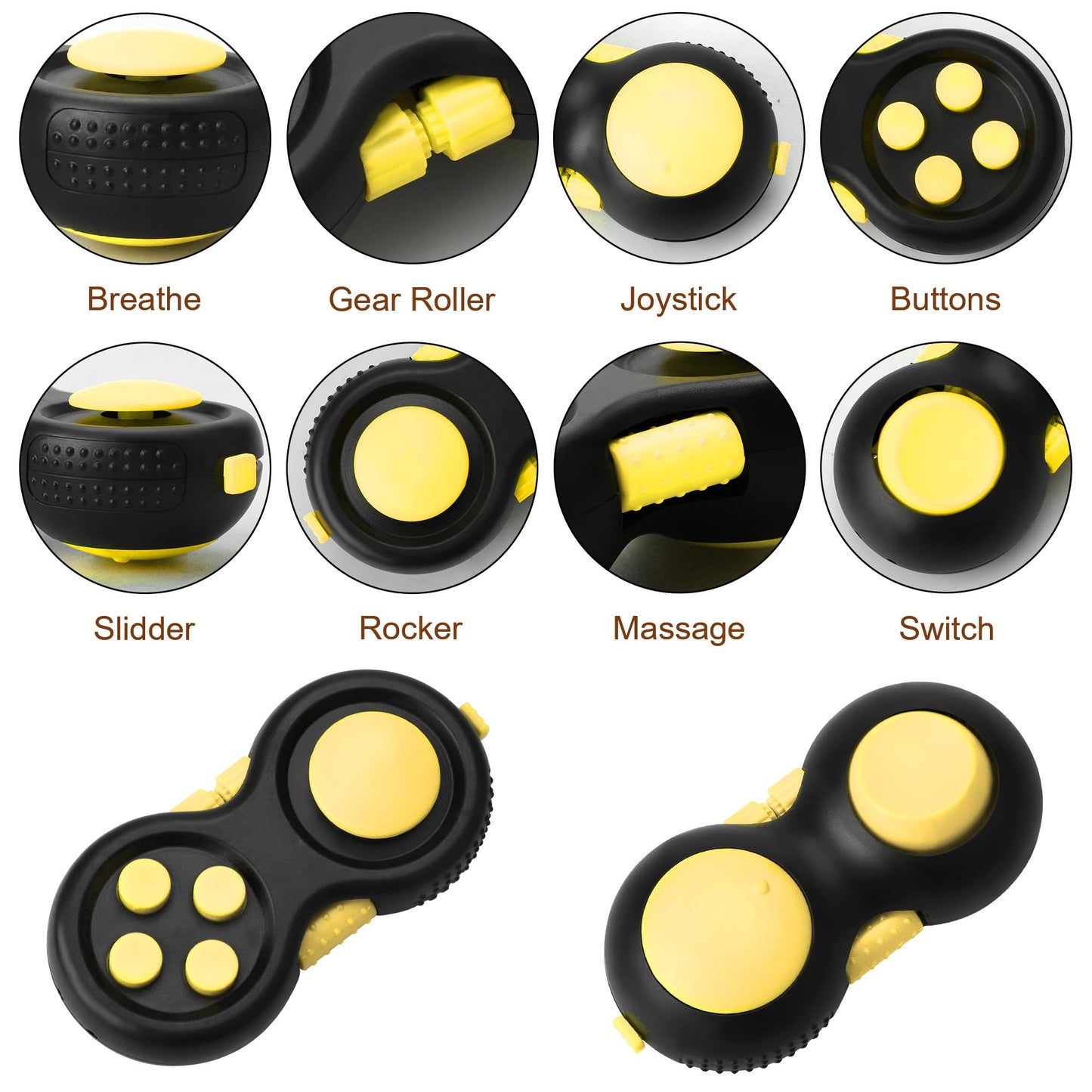 HTSHO mature-themed Fidget Toys  Fidget Box for Kids 8-12  Fidget Toys mature-themeds Anxiety Toys  Teen Fidget Toys  Stocking Stuffers for mature-themeds  Teens  Kids (Yellow)