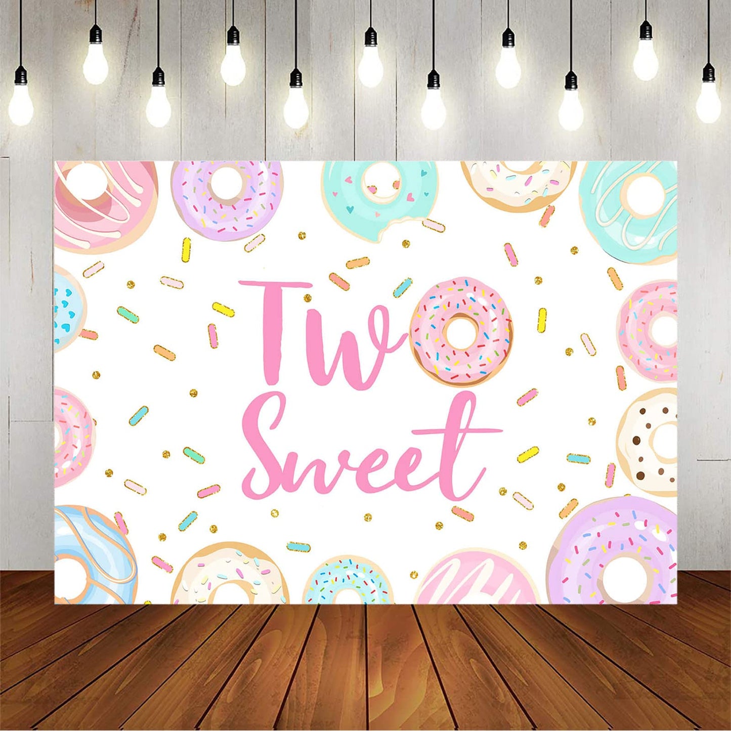 Avezano Donut Two Sweet Birthday Backdrop Second Birthday Party Decorations Background Sprinkles Donut Happy 2Nd Birthday Party