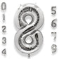 Aule 40 Inch Big Silver 8 Balloon Number Large Foil Helium Number Balloons 0-9 Jumbo Giant Happy 8Th Birthday Party Decorations