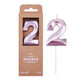 PHD CAKE 2.76 Inch Diamond Rose Gold 2 Number Birthday Candles, Rose Gold Number Candles, Cake Number Candles, Party Celebration