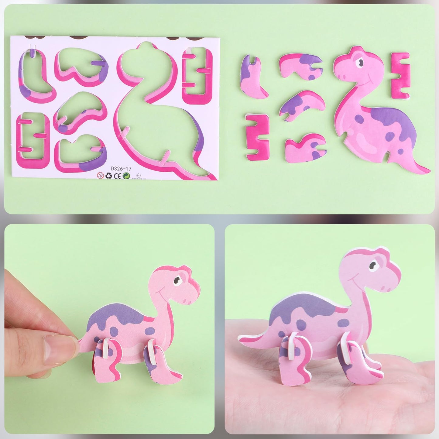 CCINEE 25 Pcs Educational 3D Cartoon Puzzles for Kids,3D Animal Learning Educational Paper Puzzle Game for DIY Crafts Gifts