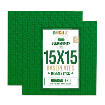 15 Inch X 15 Inch Baseplate For Building Bricks -Two Pack - Green Classic Baseplates Compatible With All Major Brands