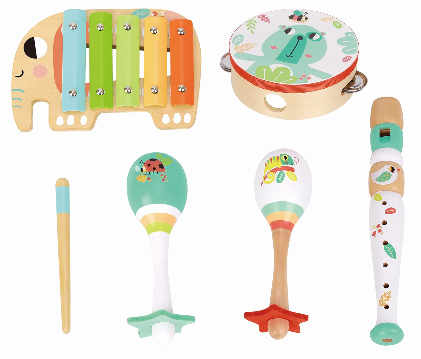 Tookyland Musical Instrument Play Set  6Pcs  Toy Percussion And Recorder, Ages 18M+