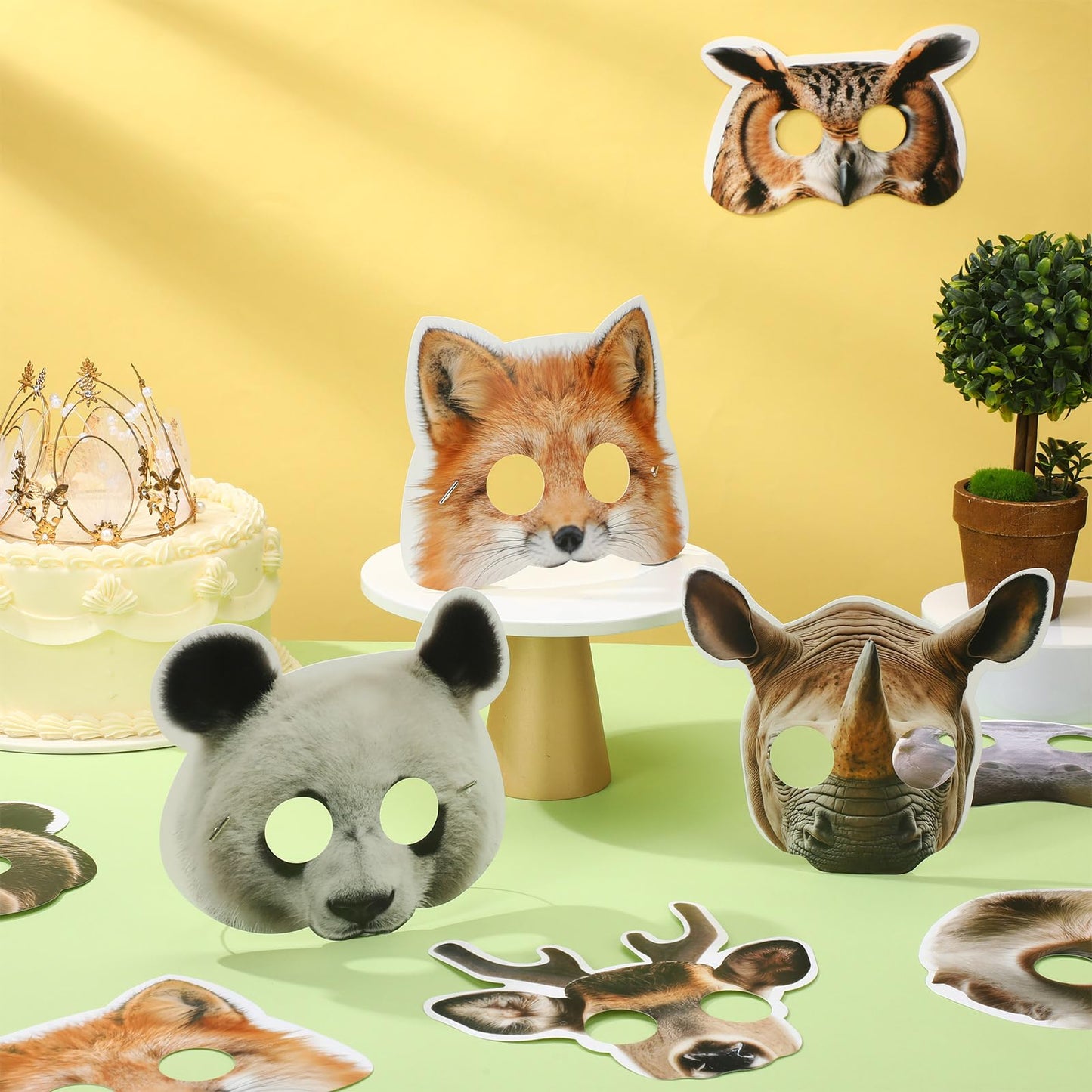 Marsui 32 Pcs Unicorn Monster Safari Animal Face Masks For Kids Cartoon Masks For Animal Birthday Party Decorations(Jungle)