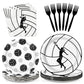 Grencian 96Pcs Volleyball Party Decorations Volleyball Paper Plates and Napkins Sports Theme Disposable Tableware for Girls Birt