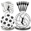 Grencian 96Pcs Volleyball Party Decorations Volleyball Paper Plates and Napkins Sports Theme Disposable Tableware for Girls Birt
