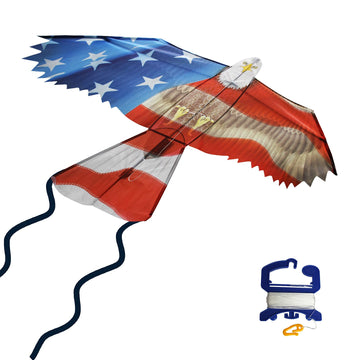 WindNSun Super Size Nylon Kite - Patriotic Eagle Design, 70" Wide, Multi-Color, Model 1095