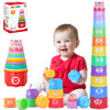 Moontoy Stacking Cups Baby Toys 6 10 12 18 Months, Montessori Toys For 1 Year Old Toddler Learning Toys With Numbers Shapes Patterns, Baby Bath Toys 6-12 Months, Gifts For 1 2 3 Year Old Boys Girls