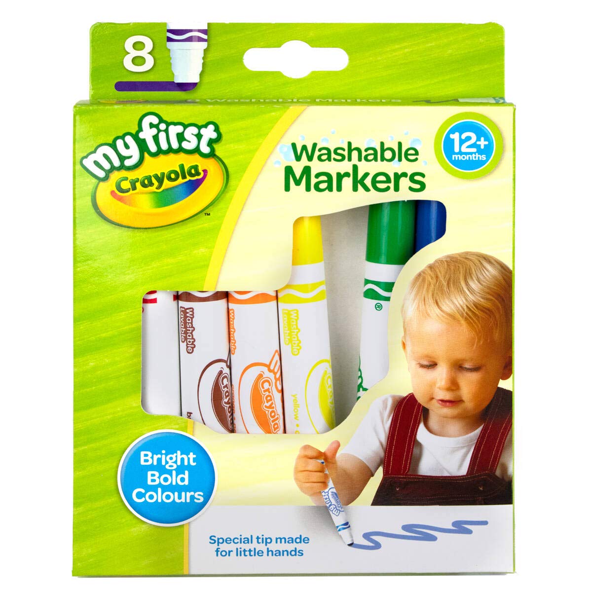 Crayola MyFirst Washable Markers - 8 Count Easy-Grip Markers for Toddlers - Multicoloured - Ideal for Kids 12+ Months - Model 81-8109