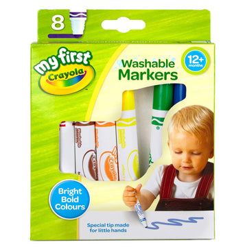 Crayola MyFirst Washable Markers - 8 Count Easy-Grip Markers for Toddlers - Multicoloured - Ideal for Kids 12+ Months - Model 81-8109