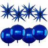TONIFUL 8Pcs 22Inch Navy Blue Large 4D Giant Round and Star Balloons Explosion Star Mylar Balloons Set for Backdrop Christmas Ne