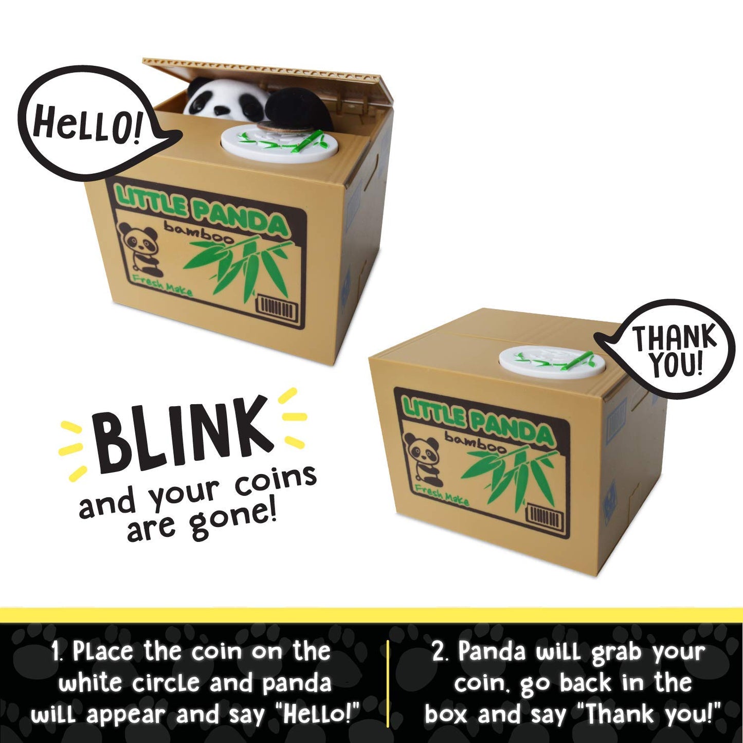 Barelove Piggy Bank For Kids, Atm Coin Cash Money Counter Saving Can, Stealing Cute Panda Electronic Smart Voice Prompt Piggy Bank Safe Locks, For Boys & Girls