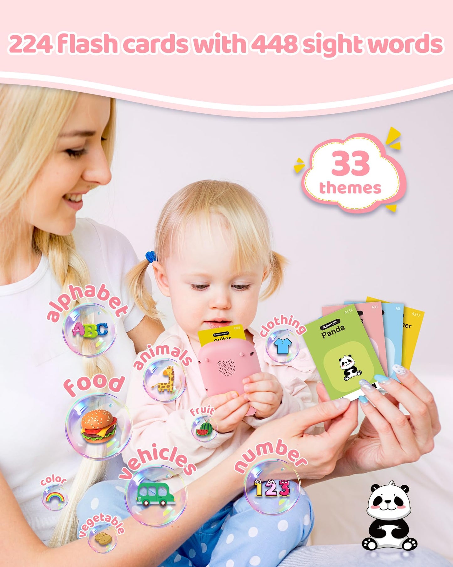Dancingcow Talking Flash Cards With 448 Sight Words, Pocket Speech Therapy Toy For Toddlers, Autism Sensory Toys, Montessori Lea