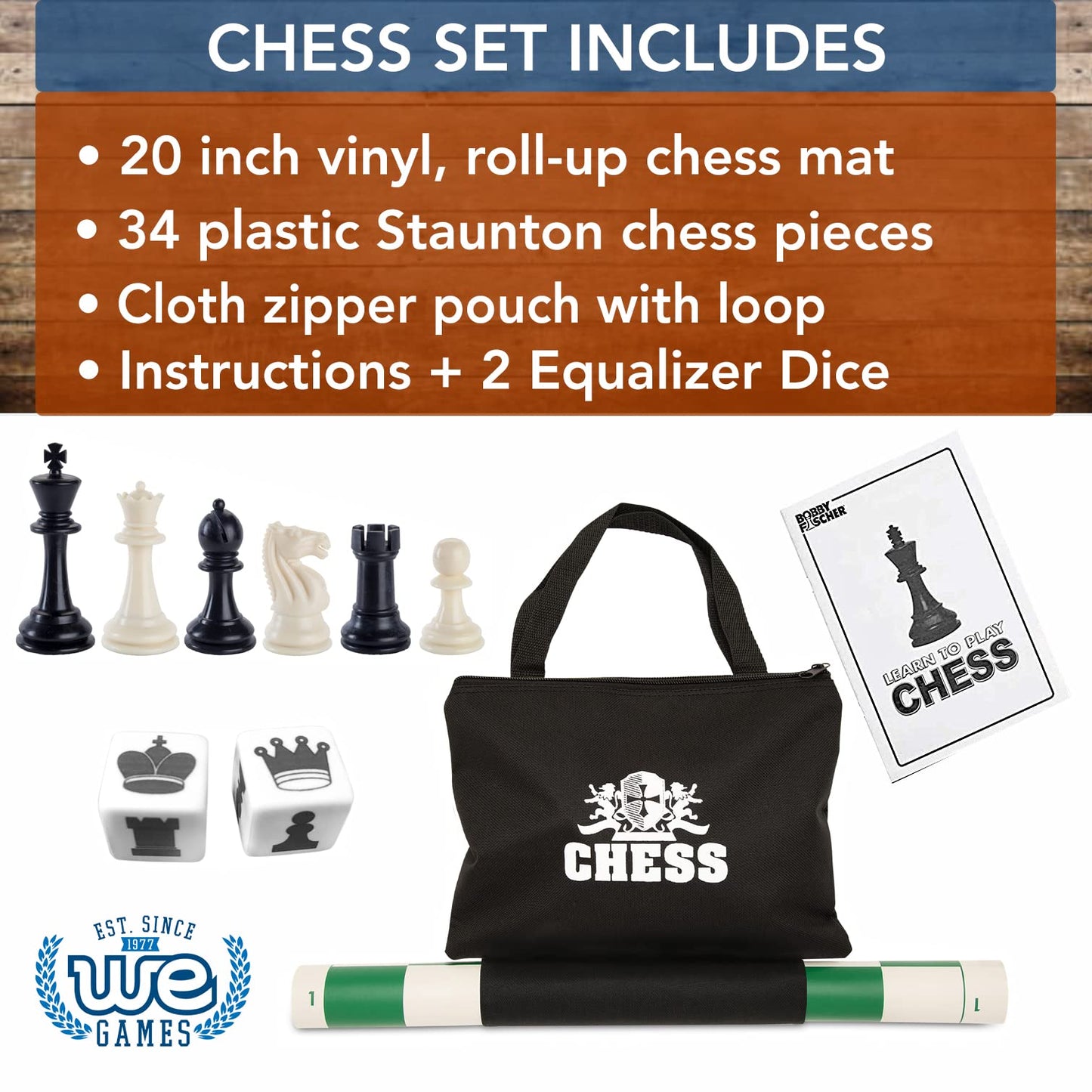 We Games Bulk Tournament Chess Set Pack With Plastic Pieces And Green Vinyl Chess Boards - 12 Sets