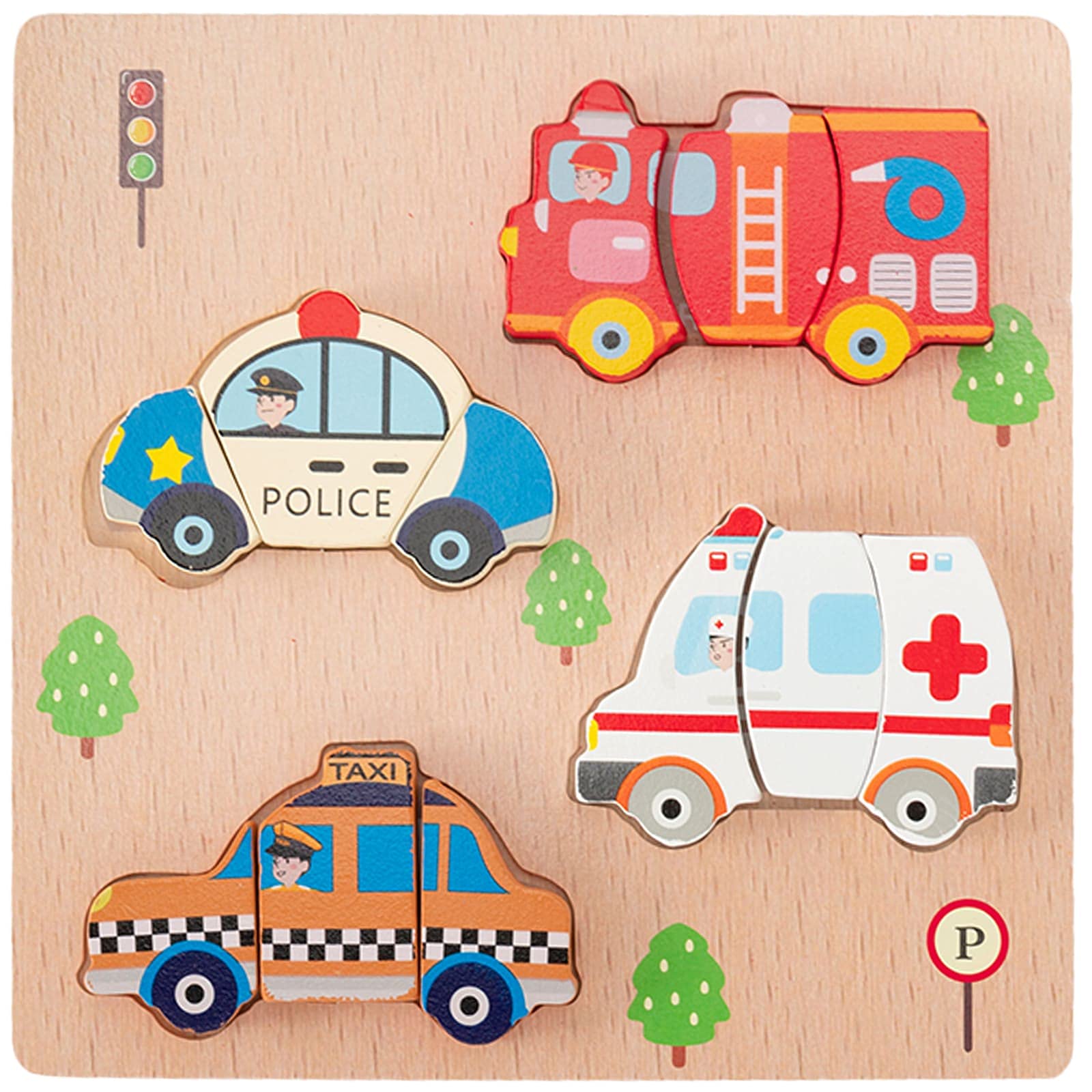 Cucos Wooden Toddler Puzzles For Kids Ages 1-5 Years Old, Wooden Peg Vehicle Toddler Puzzles, Learning Toys Educational Gift For