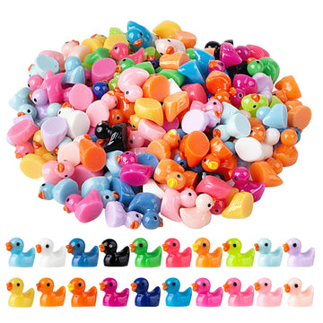 200 Pcs Mini Resin Duck Colorful Miniature Figures Micro Fairy Garden Landscape Aquarium Hide And Seek Dollhouse Cake Decoration