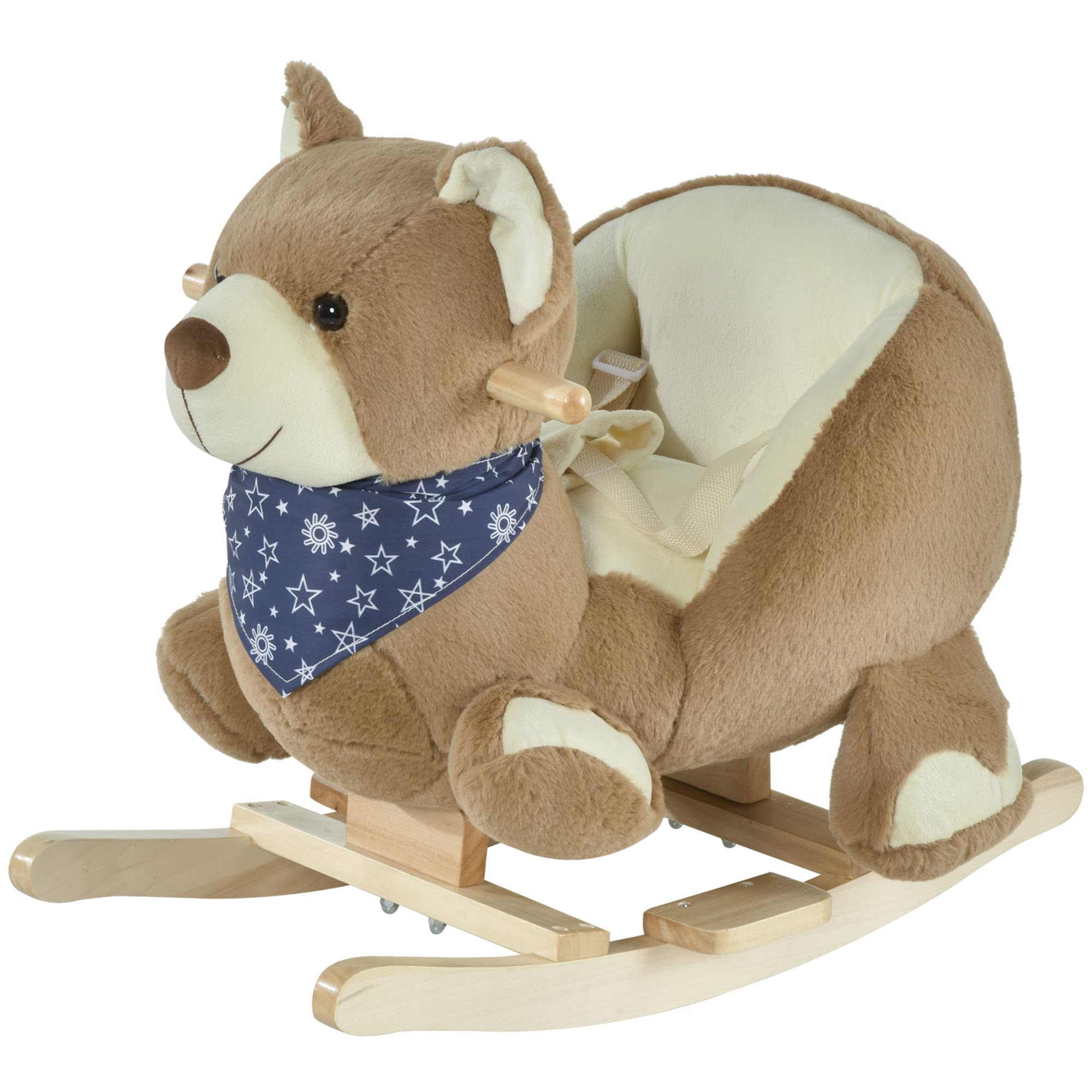 Safety Rocking Horse Qaba Brown Toddler Rocking Horse with Safety Belt, 23.5 x 13 – Toytooth