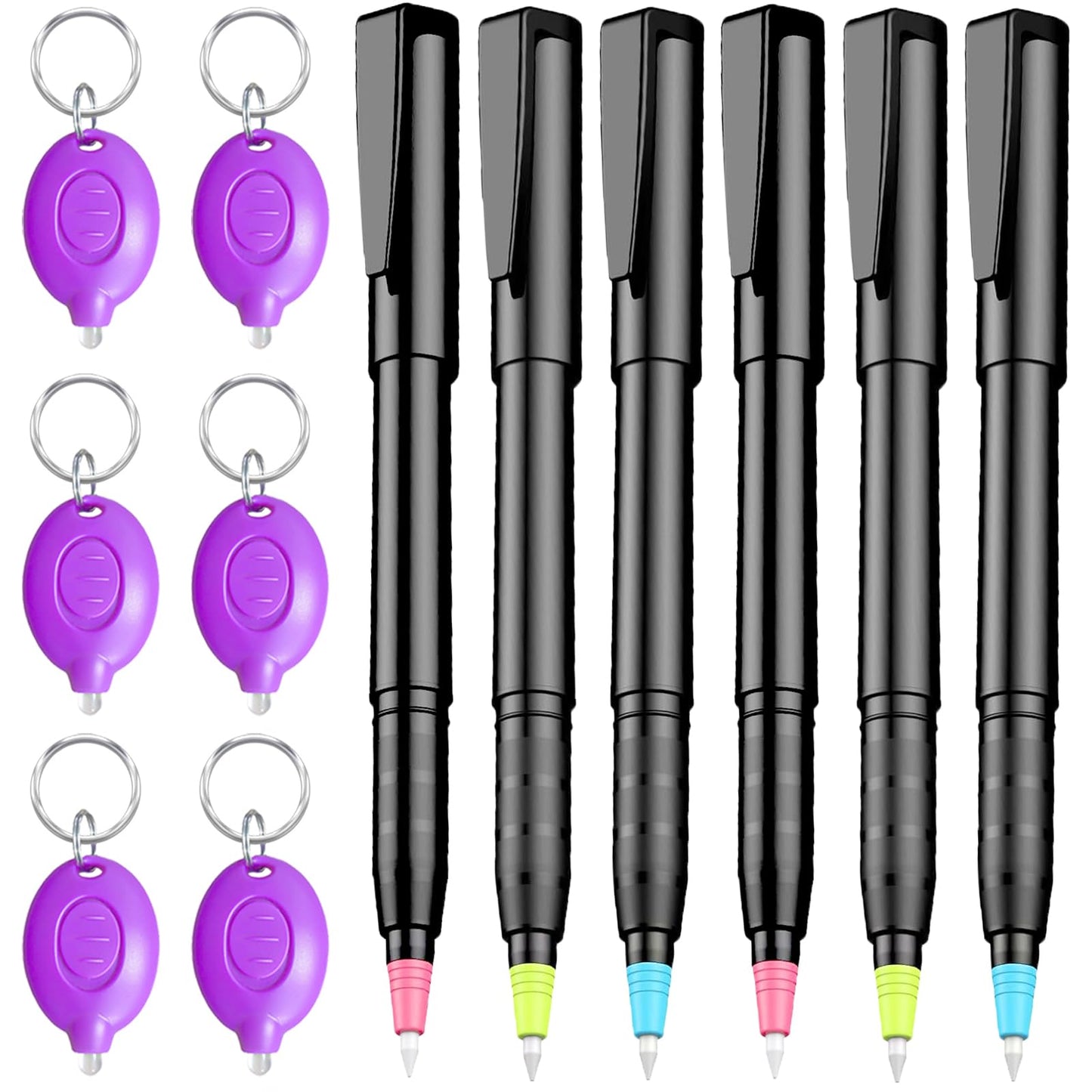 klumuke Invisible Ink Pens with UV Light, Magic Spy Pens with Mini UV LED Keychain Flashlights for Secret Messages, Disappearing