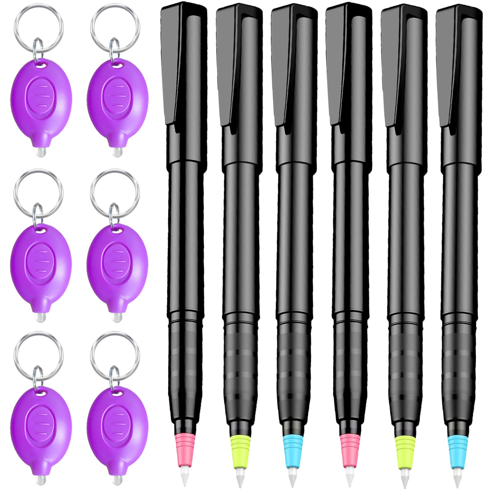 klumuke Invisible Ink Pens with UV Light, Magic Spy Pens with Mini UV LED Keychain Flashlights for Secret Messages, Disappearing