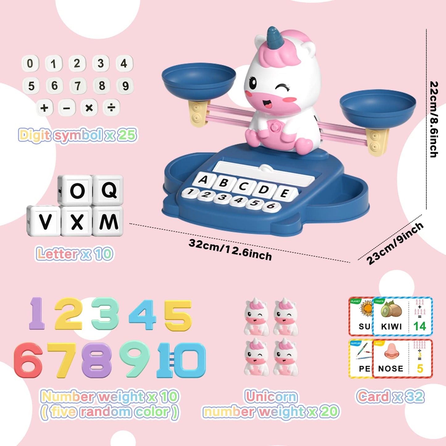 Hopeeye Unicorns Kindergarten Preschool Learning Activities Math Counting Matching Letter Toys - Toddler Educational Toys For 3