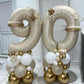 40 Inch Cream White 9 Balloon Numbers, Large Number 9 Balloon Foil Helium Number Balloons, Big 9 Mylar Birthday Balloons for Boy