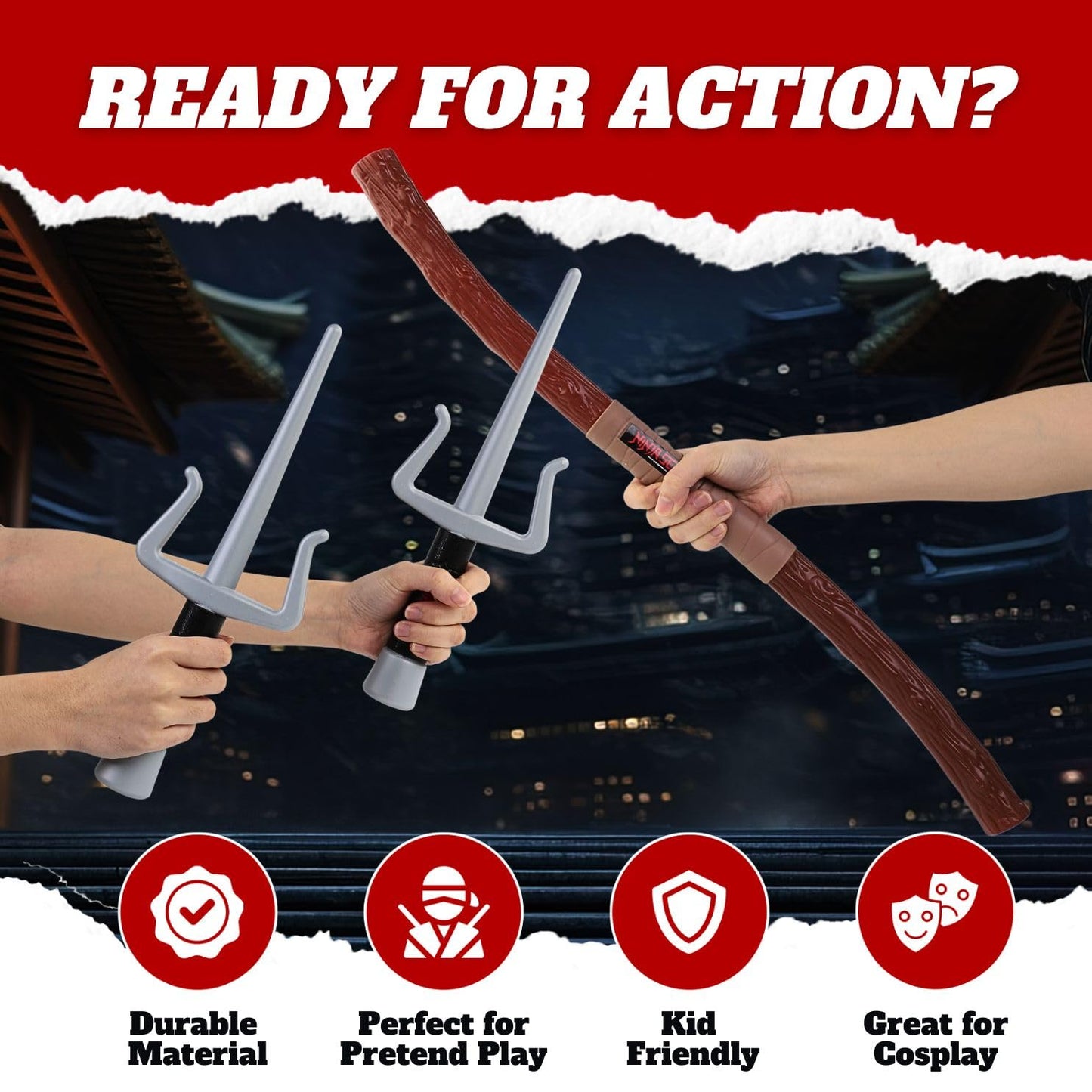 Liberty Imports Ninja Warrior Toy  Role Playset - Kids Pretend Play Dress Up Costume Accessories Set for Children Pretend Play Battles (Set 2)