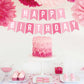 Pre-Strung Happy Birthday Banner - No Diy - Pink Birthday Party Banner - Pre-Strung Garland On 6 Ft Strands - Pink Multi Color B