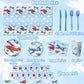 142Pcs Airplane Birthday Party Decorations Airplane Party Tableware Supplies Airplane Blue Sky White Disposable Plates,Tableclot