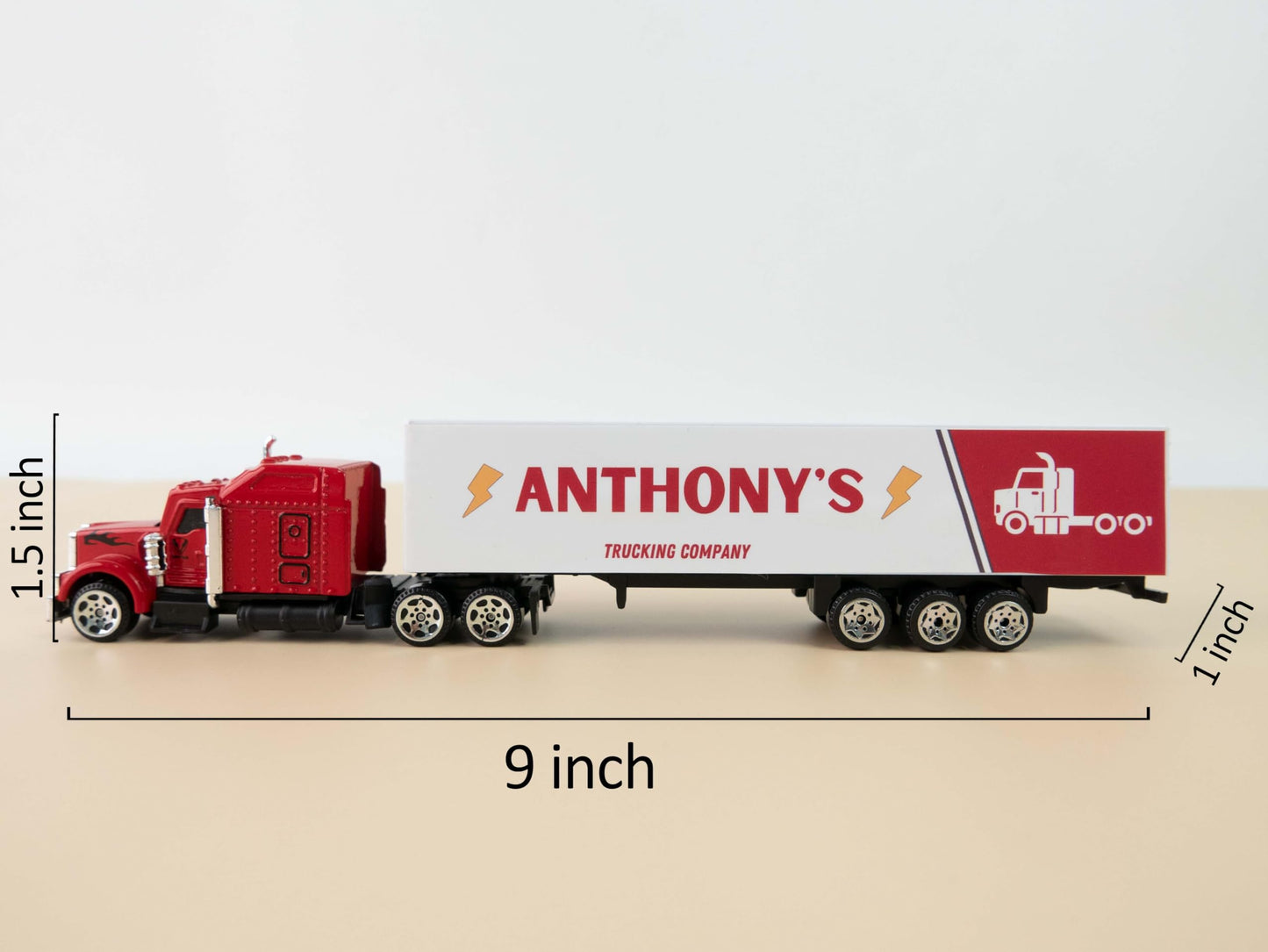 MT WORLD Personalized Toy Truck with Name Custom Semi Truck Toy Tonka Container Car Carrier 1:64 Die Cast Metal & Plastic Truck