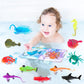 Color Changing Mold Free Bath Toys For Toddlers Kids, Color Change Sea Creatures Ocean Animal Toys & Glow In The Dark Toy With Bath Book(13 Pack), Water Table Toys Rubber Fish Toys For Kids Bathtub