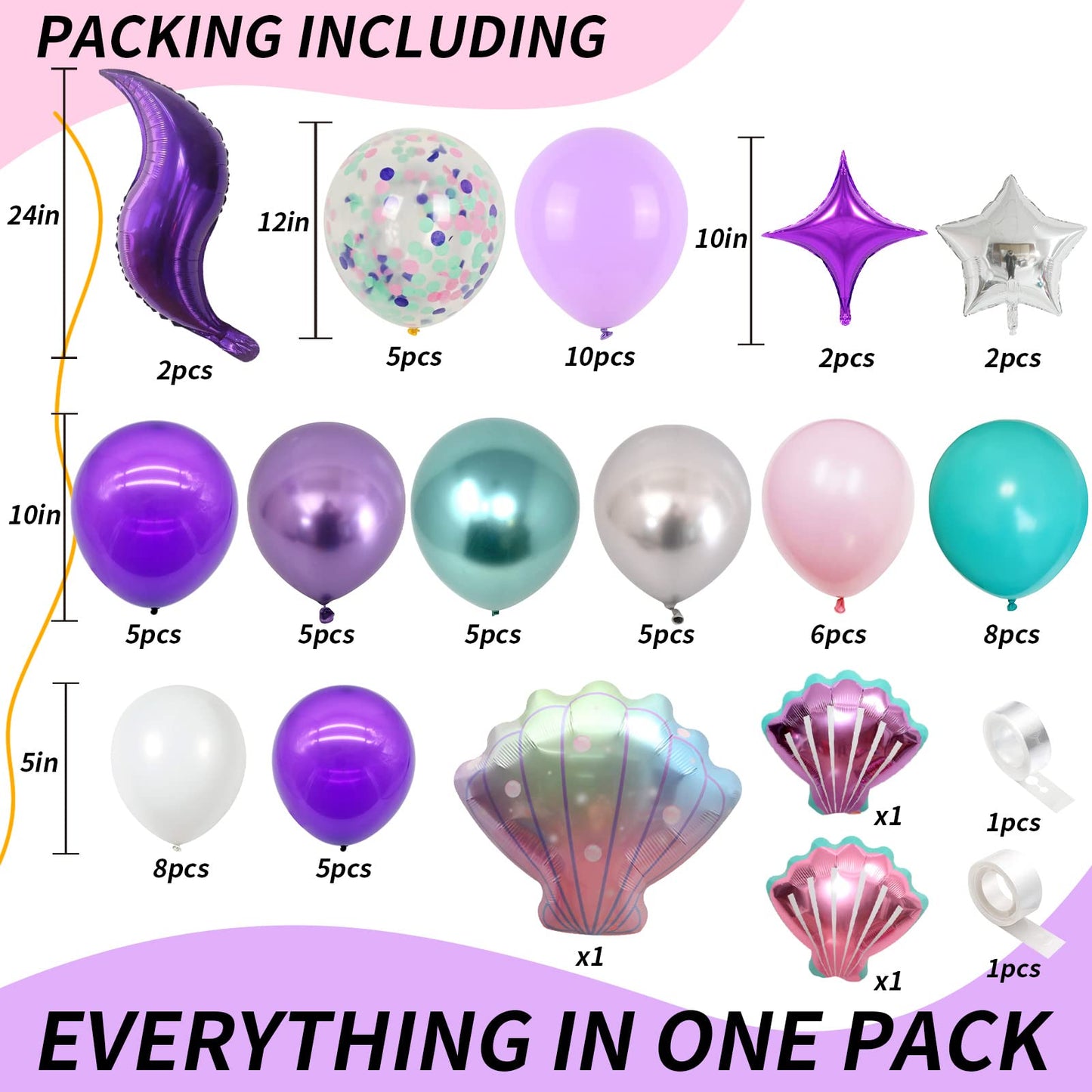 Mermaid Balloon Arch Kit With Tail Mermaid Theme Balloon Garland Pastel Pink Purple Blue Green Metallic Silver Latex Balloons Co