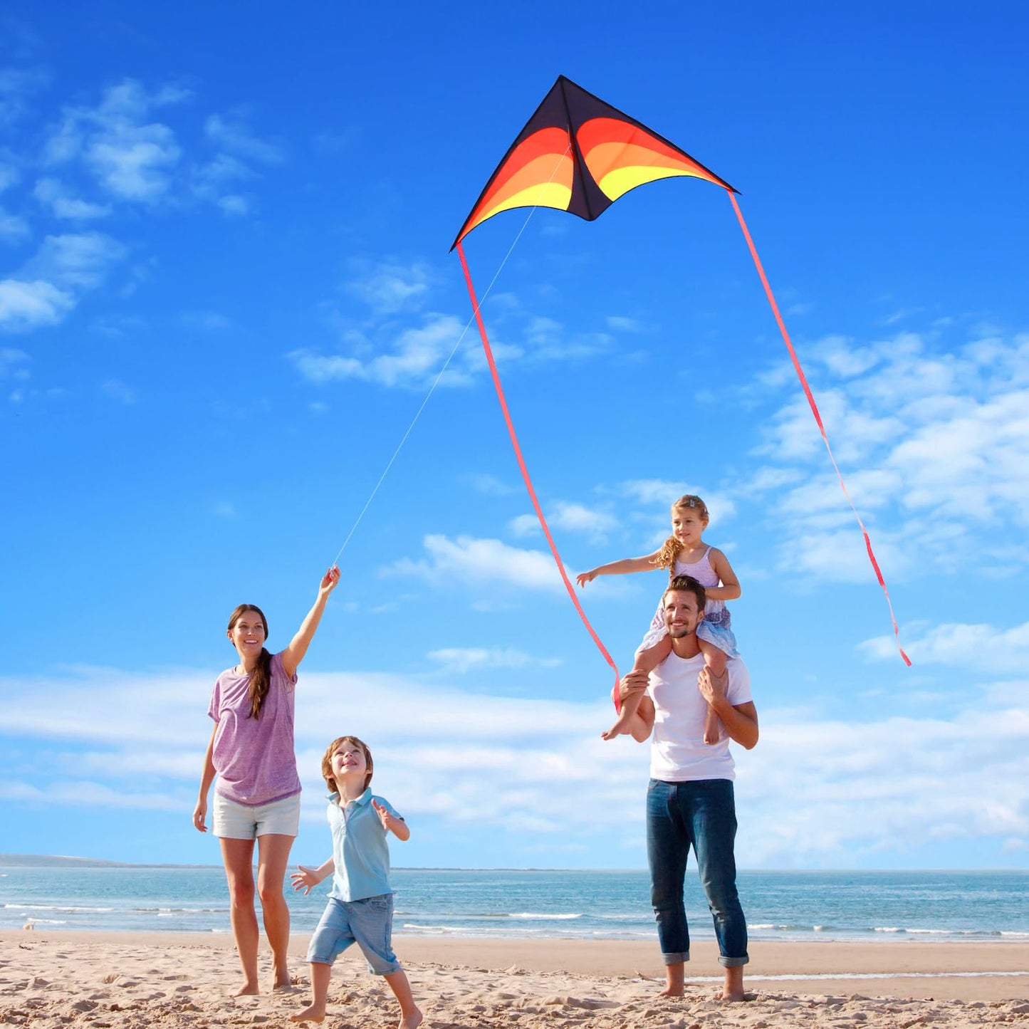 YFAFENGS Large Delta Kite for Kids & Adults - Easy to Fly Outdoor Kites for Beach & Family Fun, Includes Line & Handle, Perfect