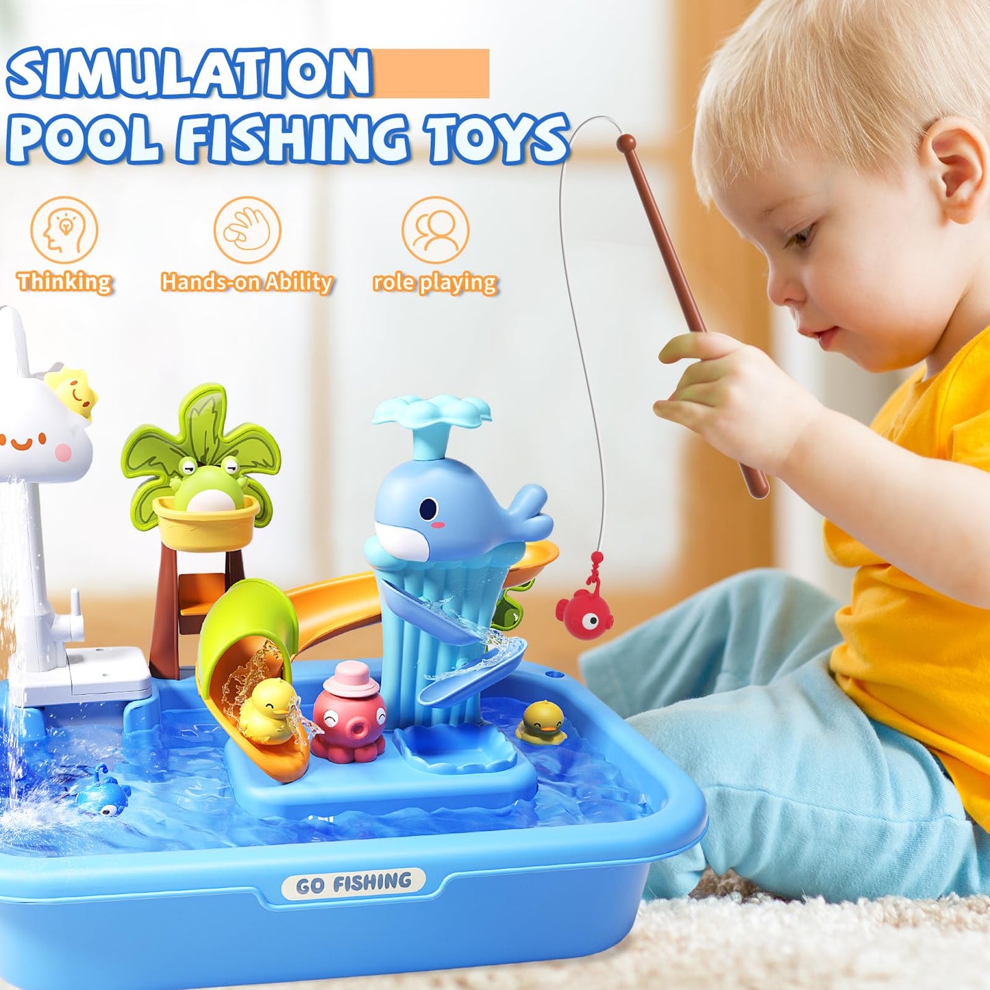 LZZAPJ Kids Play Sink with Running Water,Toddler Sink Dishwasher Toy,Water Table Pretend Play for Toddlers Age1-3,Role Play Kitc