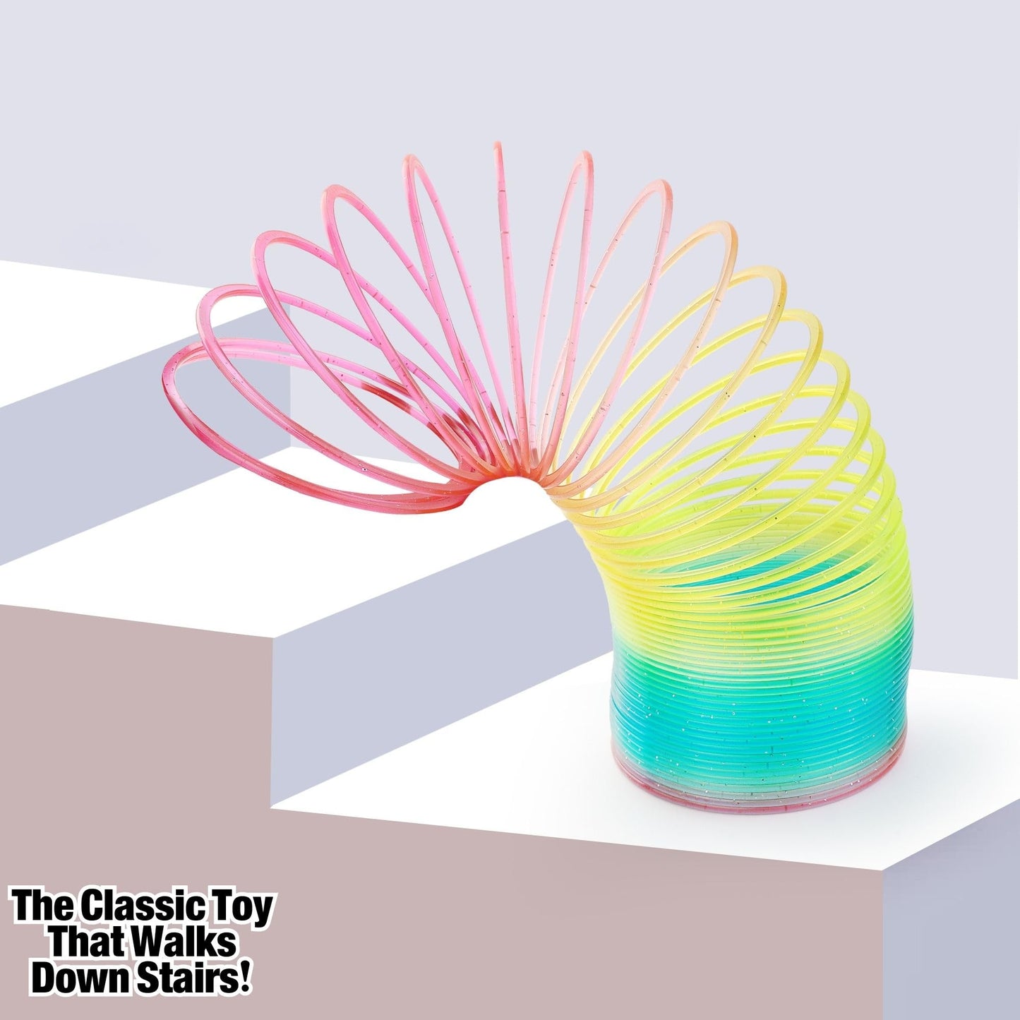 Liberty Imports 6 Pack: Large Magic Rainbow Coil Springs - 4 Classic Plastic Neon Plastic Walking Spring Toy, Bulk Kids Novelty