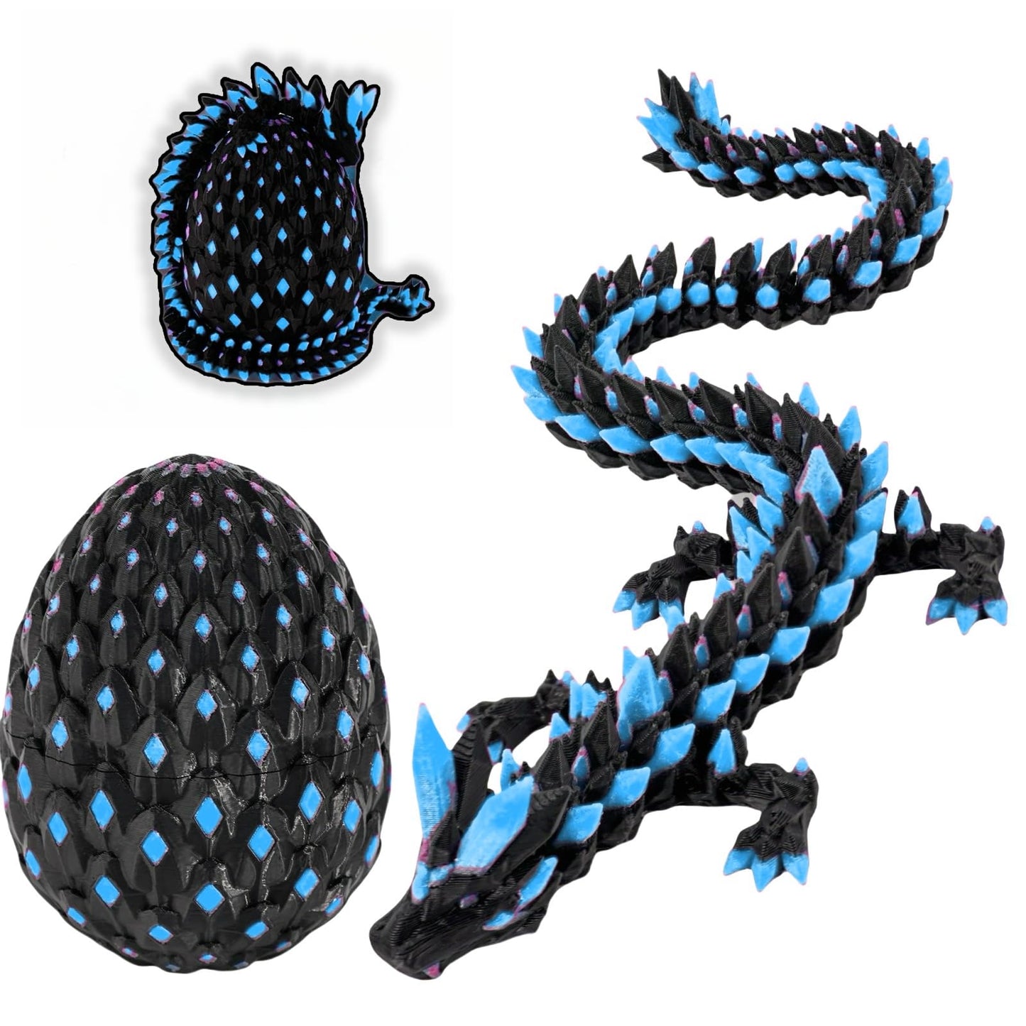 3D Printed Glowing Dragon Egg - Articulated Fantasy Dragon Figurine  Glow in The Dark Collectible  3D Printed Dragon Egg Gift for Fans & Collectors (Midnight Obsidian)