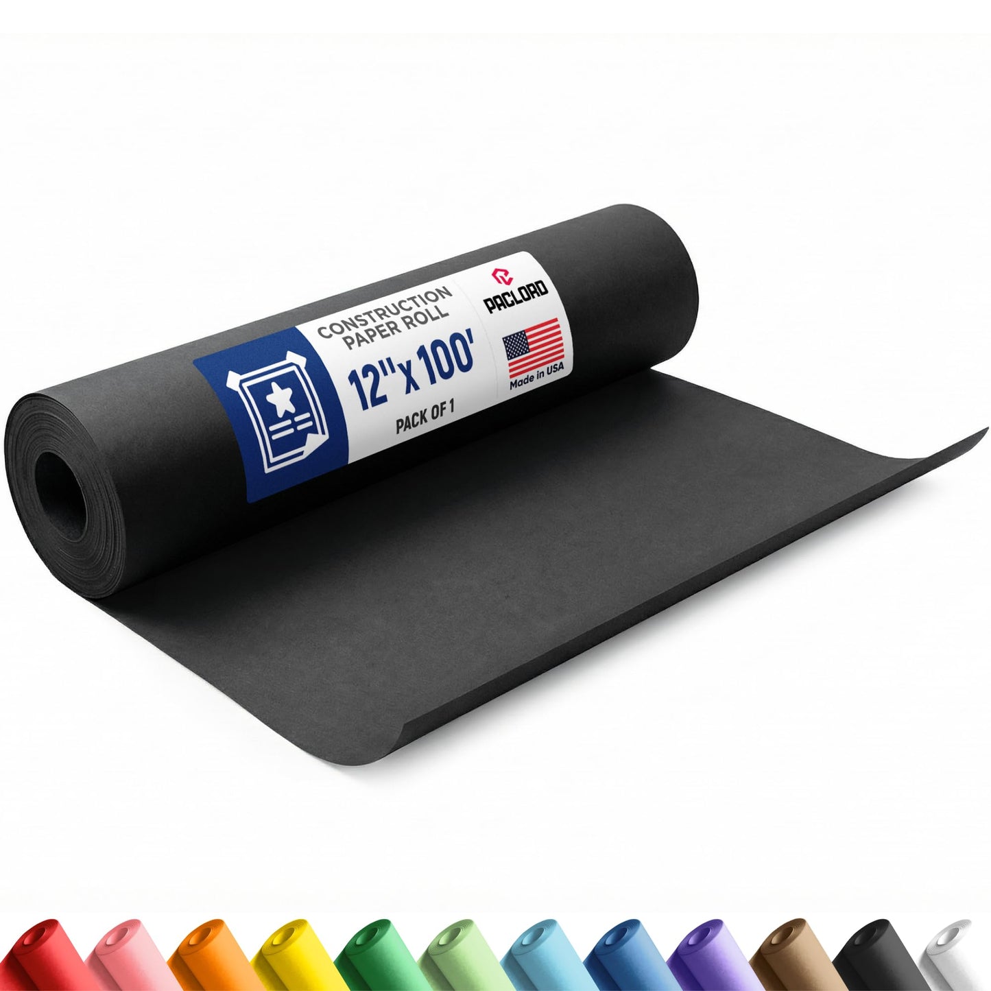 Black Construction Paper Roll 12 x 100 ft - Made in USA - 12 Bulletin Board Paper for Classroom & School, Teachers & Kids