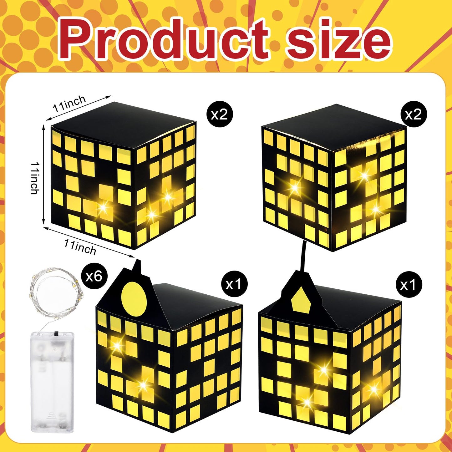 Weekgrat 6 Pcs Large Hero Party Favor Boxes with Light String 11 Inch Skyscraper City Gift Large Hero Theme Candy Treat Boxes Sk