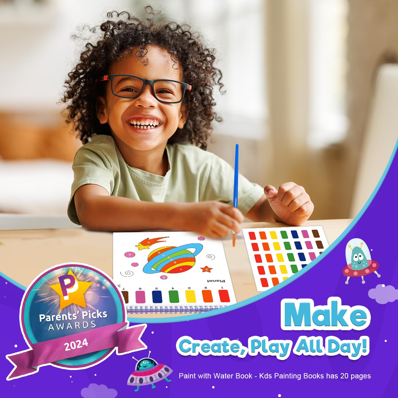Zmlm Paint With Water Books For Kids - Easter Basket Stuffers Mess Free Coloring Activity For Toddlers - Arts & Crafts Gifts Toys For Valentines Birthday Christmas Boy Girls Ages 4 5 6 7 8(Sapce)