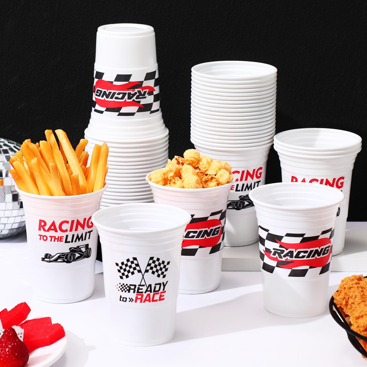Norme 48 Pcs Checkered Flag Party Supplies Bulk 16 Oz Race Car Cups Red Checkered Flag Thick Plastic Cup For Race Car Birthday Party Checkered Racing Party Sports Themed Birthday Party