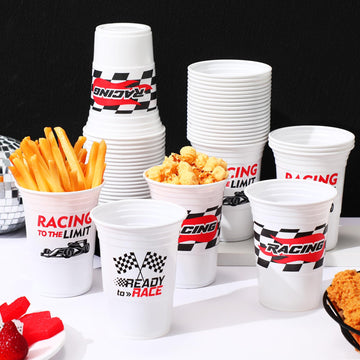 Norme 48 Pcs Checkered Flag Party Supplies Bulk 16 Oz Race Car Cups Red Checkered Flag Thick Plastic Cup For Race Car Birthday Party Checkered Racing Party Sports Themed Birthday Party