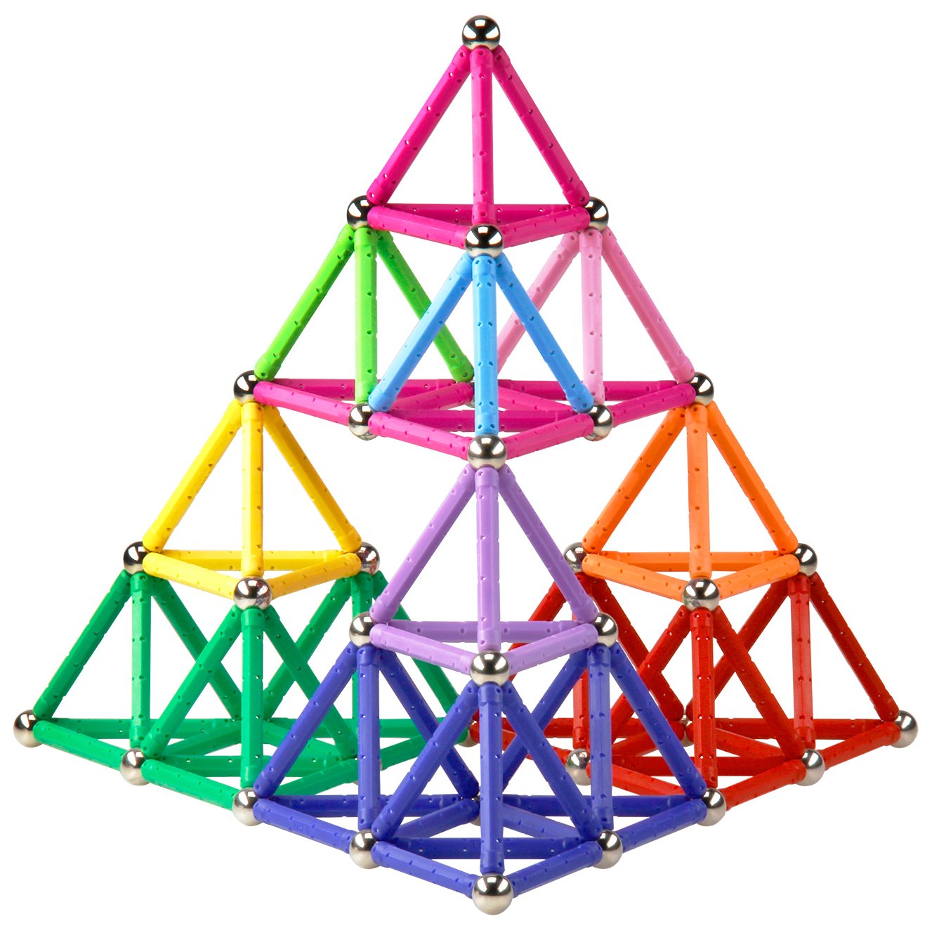 ELONGDI Magnetic Building Blocks  [ 132 Pieces ] Lengthen Building Sticks Set  Magnet Stem Toys Set Non-Toxic Building 3D Puzzle Boys Toys for Kids and mature-themed
