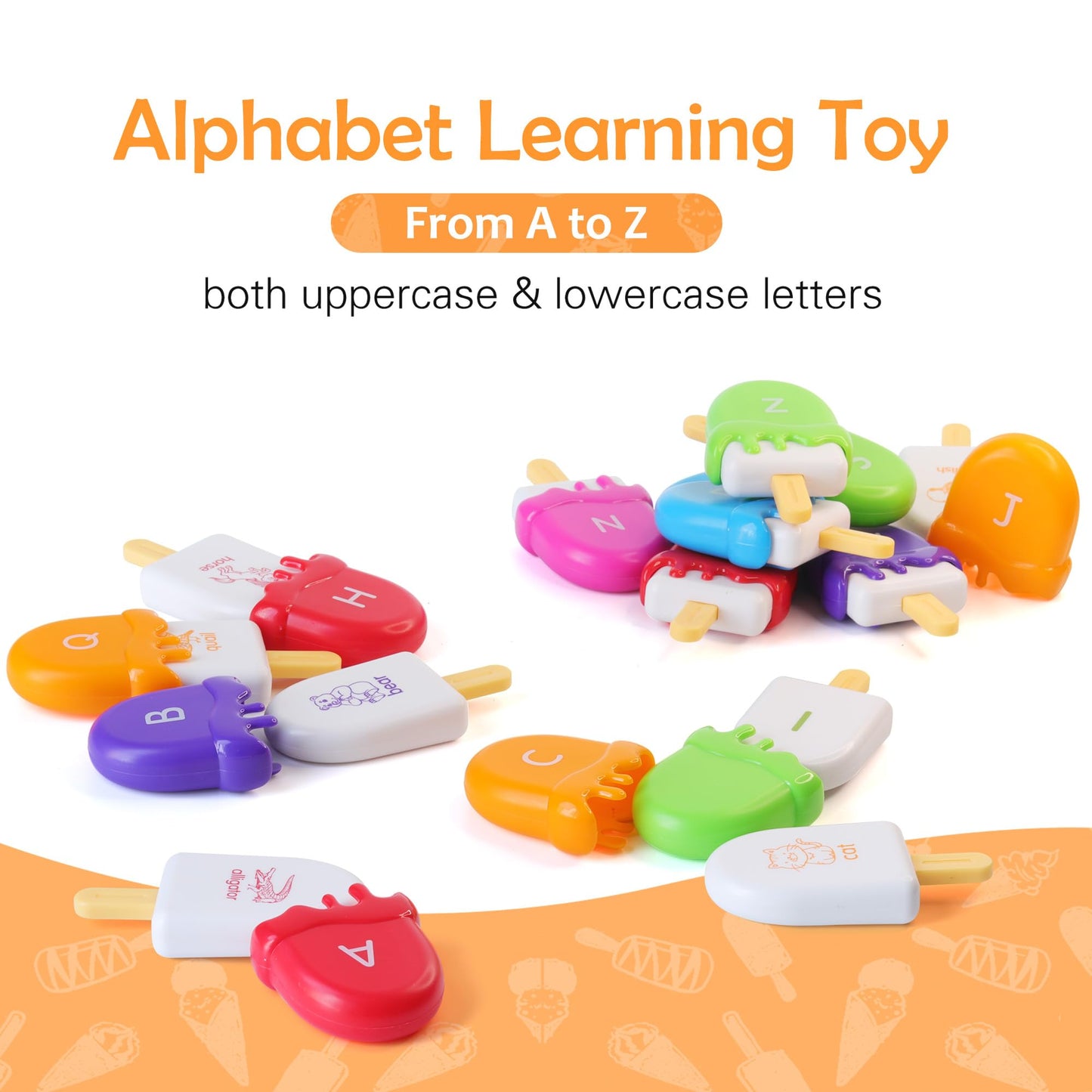 Usatdd Abc Alphabet Learning Toys Alphabet Popsicles Animal Matching Toy Uppercase Lowercase Preschool Learning Activities Monte