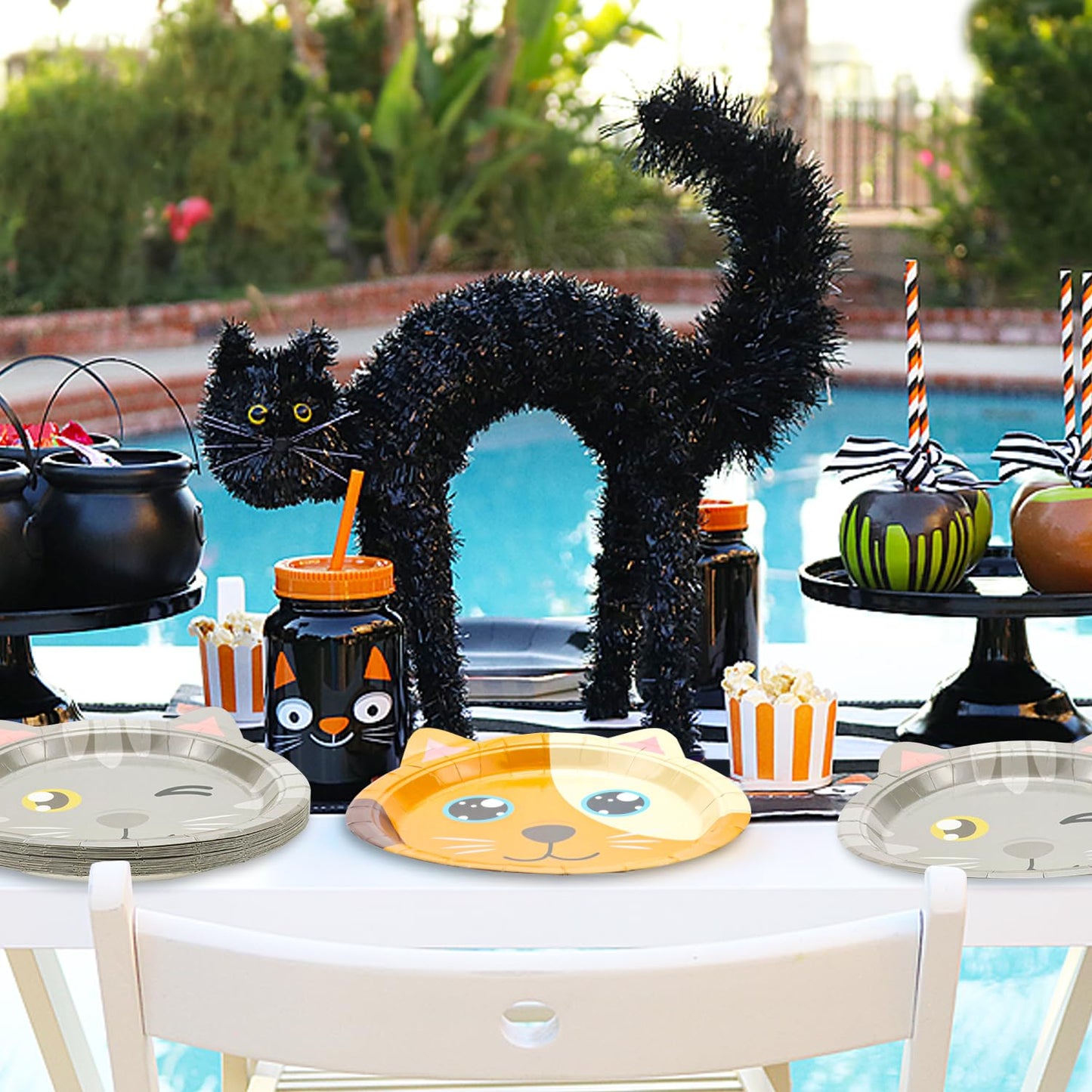 QUERICKY Cat Shaped Dinner Plates, Cat Birthday Party Disposable Plates, Cat Themed Party Tableware for Birthday, Party, Baby Sh