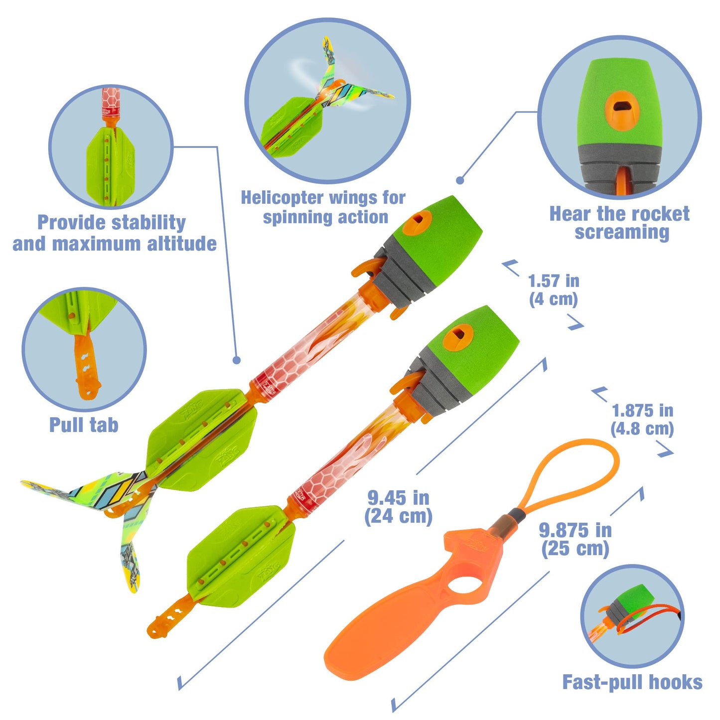 Zing Launching Combo Fun Pack - 2 Sky Ripperz, Heli Howler & Gliderz - Foam, Red/Green - Model ZA610-FF, Ages 8+