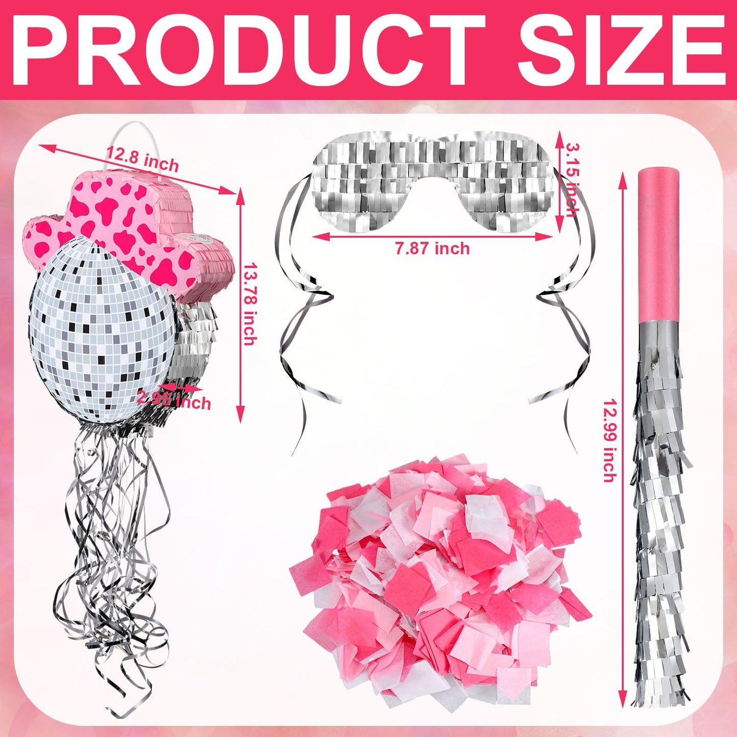 Sratte Disco Ball Piata Cute Hat Disco Ball Party Supplies Piata with Blindfold and Bat Party Decorations for Birthday Party Fie