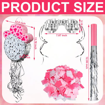 Sratte Disco Ball Piata Cute Hat Disco Ball Party Supplies Piata with Blindfold and Bat Party Decorations for Birthday Party Fie