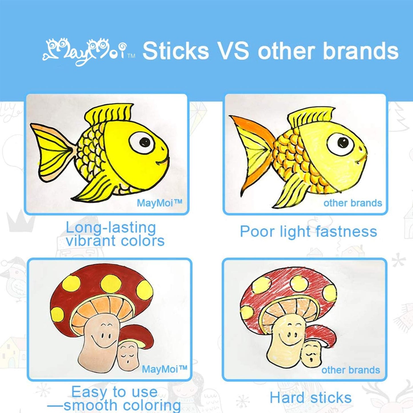 MayMoi Tempera Paint Sticks - 24 Bright Colors, Quick Drying, Easy to Color and Washable Crayons for Kids and Students