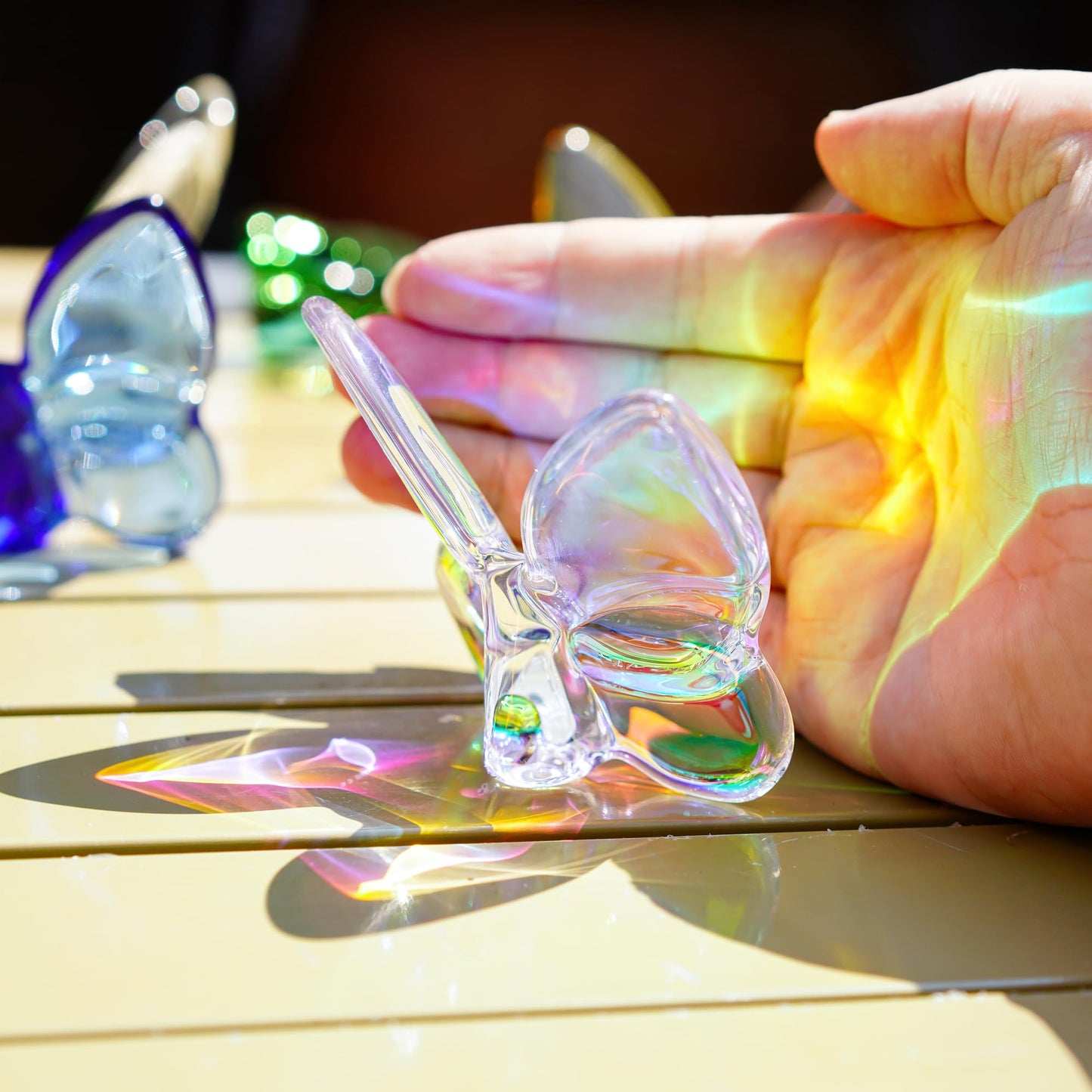 Kanpura Ab Coating Crystal Flying Butterfly Figurine Collectible,Glass Butterfly Ornament,Crystal Butterfly For Wedding Christmas Party Decor