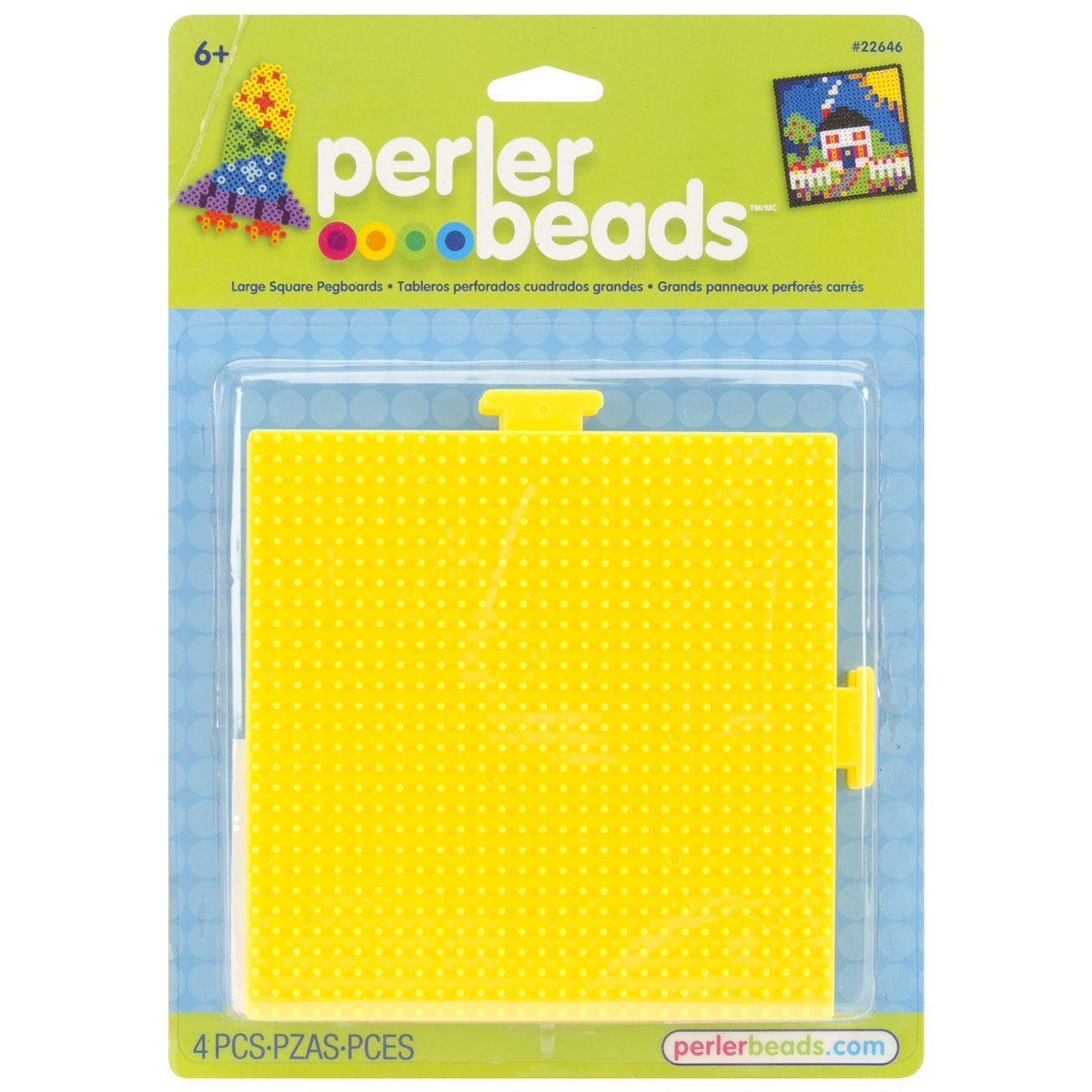 Perler Beads Yellow Square Pegboards, 2pc, 5.7 L x 5.7 H, Small
