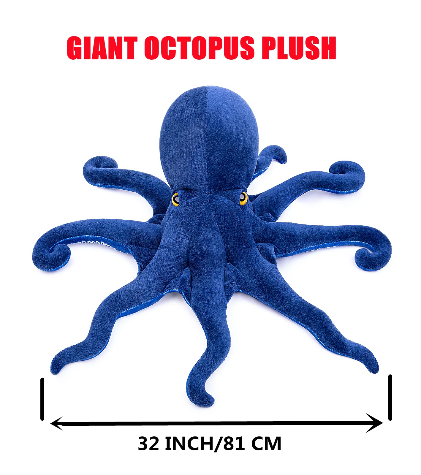 Zhongxin Made Simulation Octopus Plush Toy - Large 32Inch Blue Soft Octopus Stuffed Animals, Lifelike Deep Sea Creeping Animal O